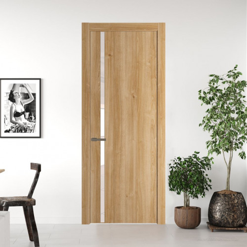 Межкомнатная дверь ProfilDoors 21 NW Дуб Карамель молдинг Шампань стекло Lacobel Перламутровый лак