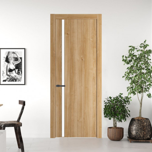 Межкомнатная дверь ProfilDoors 21 NW Дуб Карамель молдинг Серая ночь стекло Монохром белый просветленный