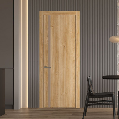 Межкомнатная дверь ProfilDoors 21 NW Дуб Карамель молдинг Шампань стекло Монохром капучино