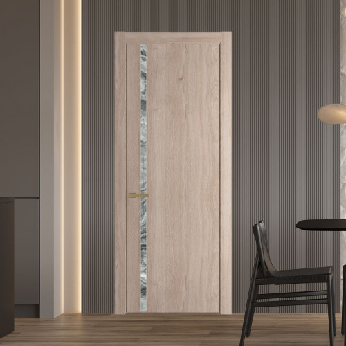 Межкомнатная дверь ProfilDoors 21 NW Дуб Сонома молдинг Золото стекло Атриум серебро
