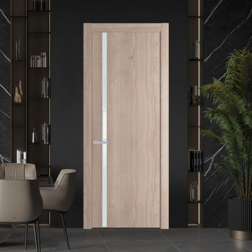 Межкомнатная дверь ProfilDoors 21 NW Дуб Сонома молдинг Серебро стекло Lacobel Белый лак