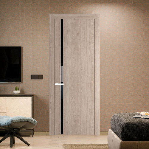 Межкомнатная дверь ProfilDoors 21 NW Дуб Сонома молдинг Вайт стекло Lacobel Черный лак
