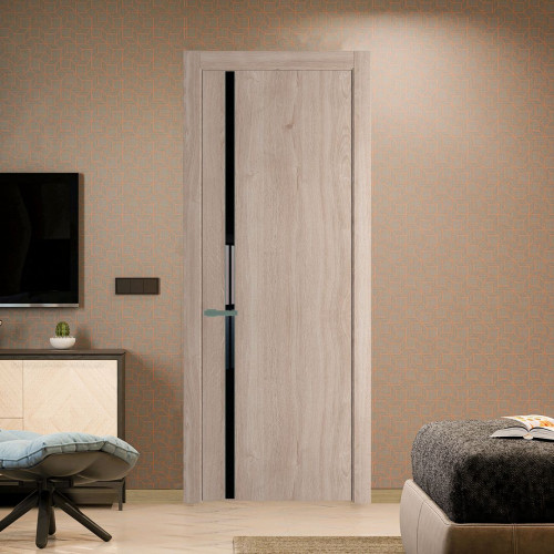 Межкомнатная дверь ProfilDoors 21 NW Дуб Сонома молдинг Зеленый воск стекло Lacobel Черный лак