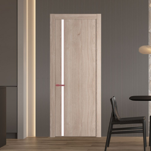 Межкомнатная дверь ProfilDoors 21 NW Дуб Сонома молдинг Красный антрацит стекло Монохром белый просветленный