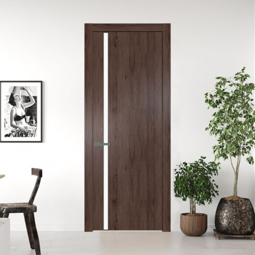 Межкомнатная дверь ProfilDoors 21 NW Дуб Тобакко молдинг Зеленый воск стекло Монохром белый просветленный