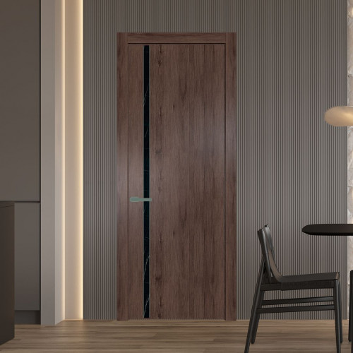 Межкомнатная дверь ProfilDoors 21 NW Дуб Тобакко молдинг Зеленый воск стекло Неро мрамор