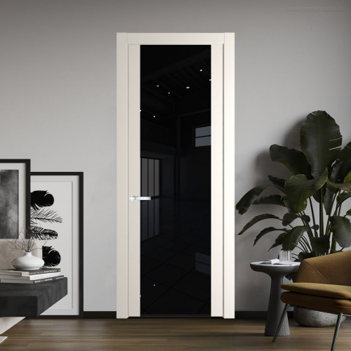 Межкомнатная дверь ProfilDoors 1.13P Перламутр белый Черный триплекс