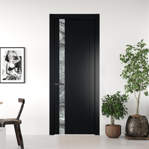 Межкомнатная дверь ProfilDoors 1.2P.O Блэк Атриум серебро молдинг Серая ночь