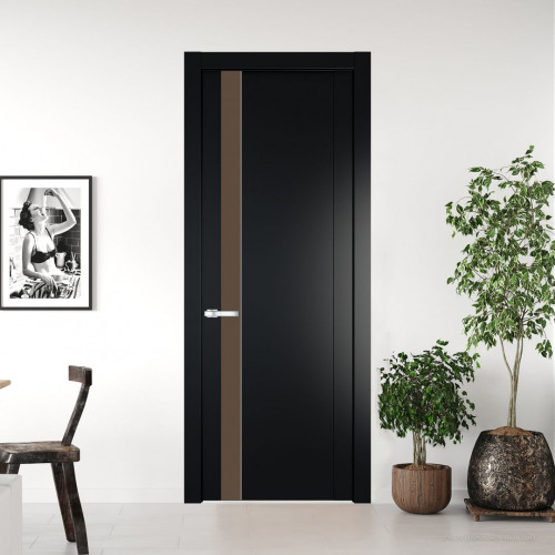 Межкомнатная дверь ProfilDoors 1.2P.O Блэк Монохром гляссе молдинг Серебро