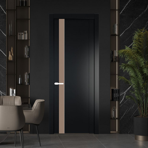 Межкомнатная дверь ProfilDoors 1.2P.O Блэк Монохром капучино молдинг Вайт