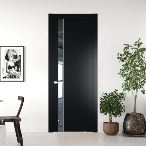 Межкомнатная дверь ProfilDoors 1.2P Блэк Зеркало молдинг Вайт