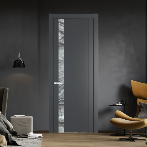 Межкомнатная дверь ProfilDoors 1.2P.O Графит Атриум серебро молдинг Серебро