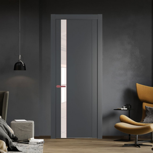Межкомнатная дверь ProfilDoors 1.2P.O Графит Lacobel Перламутровый лак молдинг Красный антрацит