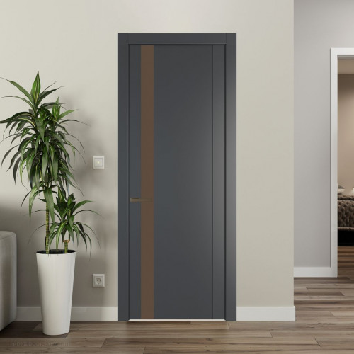 Межкомнатная дверь ProfilDoors 1.2P.O Графит Монохром гляссе молдинг Деорэ