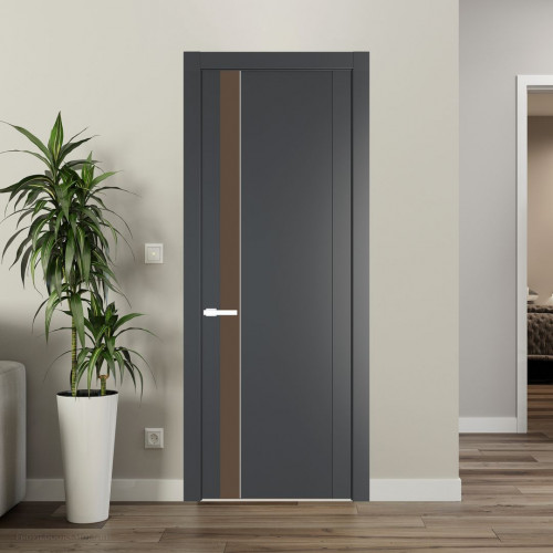 Межкомнатная дверь ProfilDoors 1.2P Графит Монохром гляссе молдинг Вайт