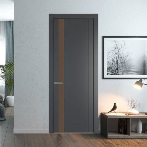 Межкомнатная дверь ProfilDoors 1.2P.O Графит Монохром гляссе молдинг Зеленый воск