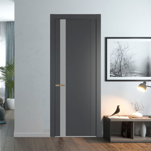 Межкомнатная дверь ProfilDoors 1.2P Графит Монохром серый молдинг Золото