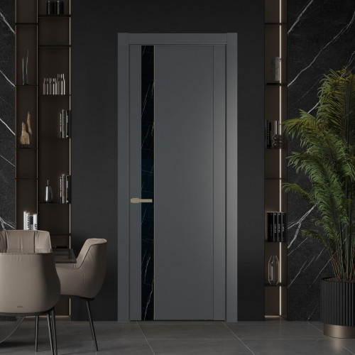 Межкомнатная дверь ProfilDoors 1.2P.O Графит Неро мрамор молдинг Шампань