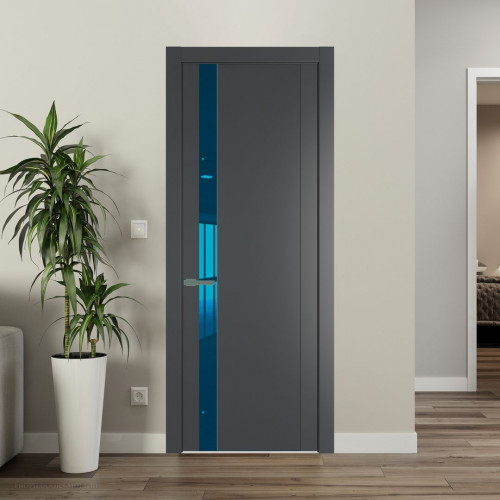 Межкомнатная дверь ProfilDoors 1.2P Графит Зеркало Blue молдинг Зеленый воск