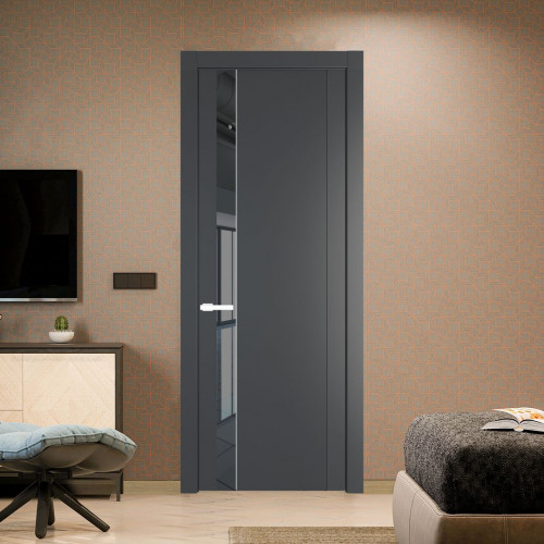 Межкомнатная дверь ProfilDoors 1.2P Графит Зеркало Grey молдинг Вайт