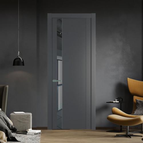 Межкомнатная дверь ProfilDoors 1.2P.O Графит Зеркало Grey молдинг Зеленый воск