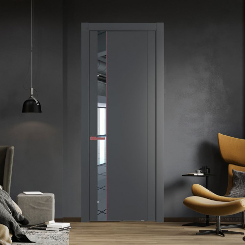 Межкомнатная дверь ProfilDoors 1.2P Графит Зеркало молдинг Красный антрацит