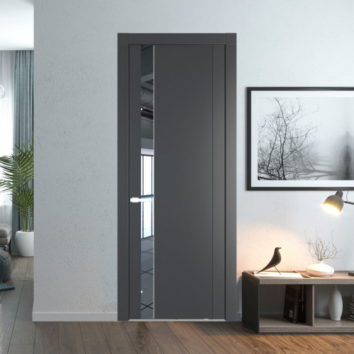 Межкомнатная дверь ProfilDoors 1.2P Графит Зеркало молдинг Вайт