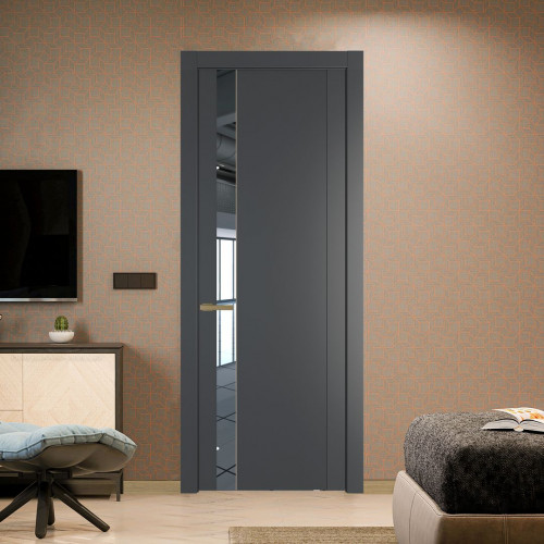Межкомнатная дверь ProfilDoors 1.2P.O Графит Зеркало молдинг Золото