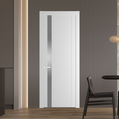 Межкомнатная дверь ProfilDoors 1.2P Крем Вайт Lacobel Серебряный лак молдинг Серебро