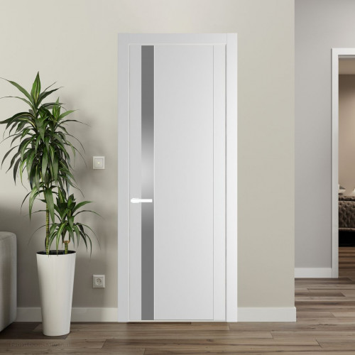 Межкомнатная дверь ProfilDoors 1.2P Крем Вайт Lacobel Серебряный лак молдинг Вайт