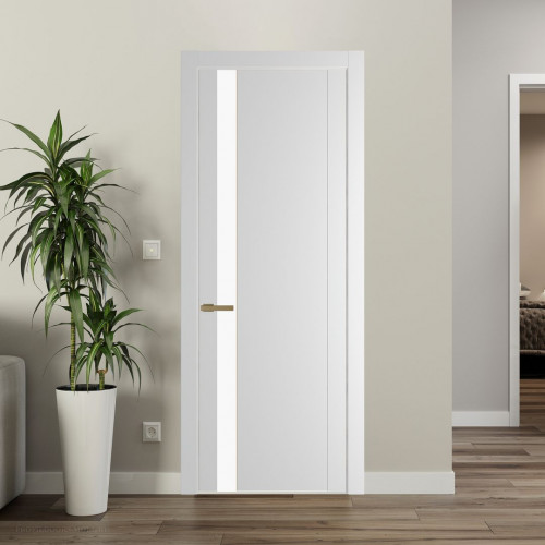 Межкомнатная дверь ProfilDoors 1.2P.O Крем Вайт Монохром белый просветленный молдинг Золото