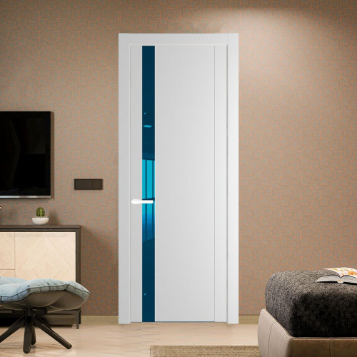 Межкомнатная дверь ProfilDoors 1.2P Крем Вайт Зеркало Blue молдинг Вайт