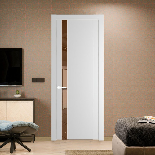 Межкомнатная дверь ProfilDoors 1.2P Крем Вайт Зеркало Bronza молдинг Вайт