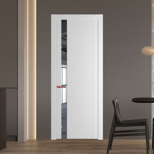 Межкомнатная дверь ProfilDoors 1.2P.O Крем Вайт Зеркало молдинг Красный антрацит
