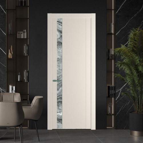 Межкомнатная дверь ProfilDoors 1.2P Кремовая Магнолия Атриум серебро молдинг Зеленый воск