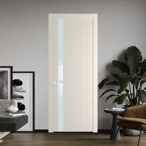 Межкомнатная дверь ProfilDoors 1.2P Кремовая Магнолия Lacobel Белый лак молдинг Серебро