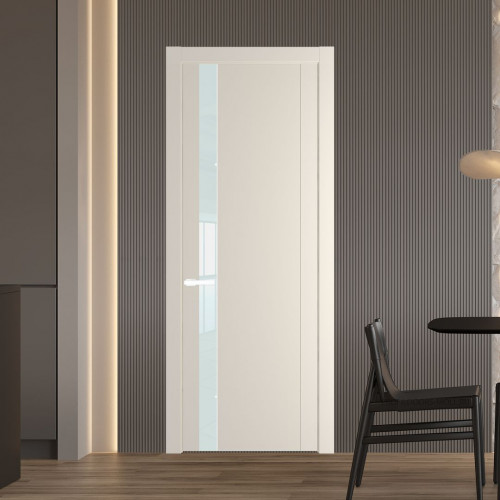 Межкомнатная дверь ProfilDoors 1.2P Кремовая Магнолия Lacobel Белый лак молдинг Вайт