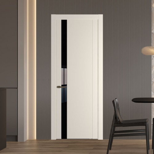 Межкомнатная дверь ProfilDoors 1.2P.O Кремовая Магнолия Lacobel Черный лак молдинг Деорэ