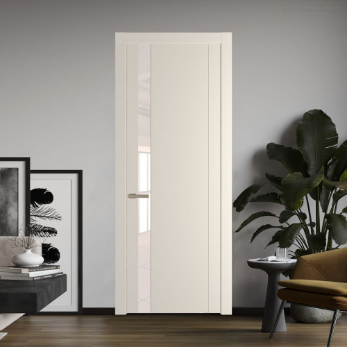 Межкомнатная дверь ProfilDoors 1.2P Кремовая Магнолия Lacobel Перламутровый лак молдинг Никель матовый