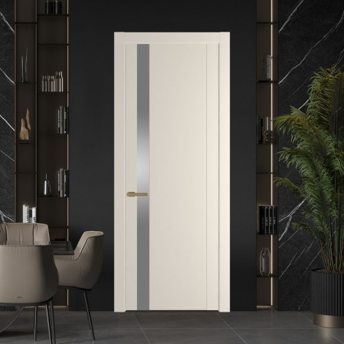 Межкомнатная дверь ProfilDoors 1.2P Кремовая Магнолия Lacobel Серебряный лак молдинг Золото