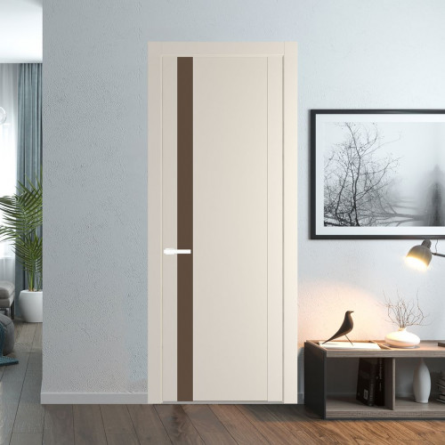 Межкомнатная дверь ProfilDoors 1.2P Кремовая Магнолия Монохром гляссе молдинг Вайт