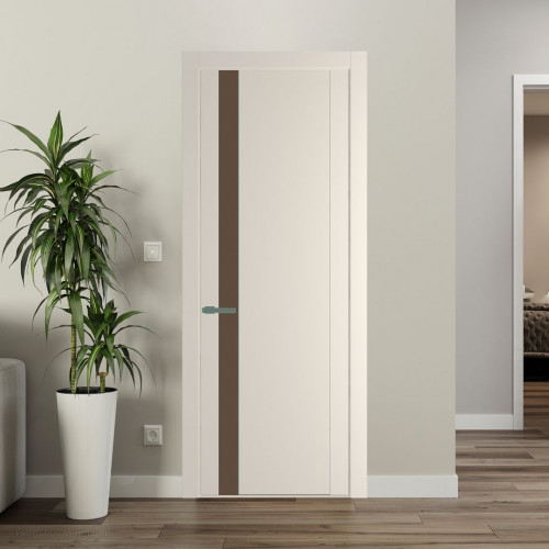 Межкомнатная дверь ProfilDoors 1.2P Кремовая Магнолия Монохром гляссе молдинг Зеленый воск