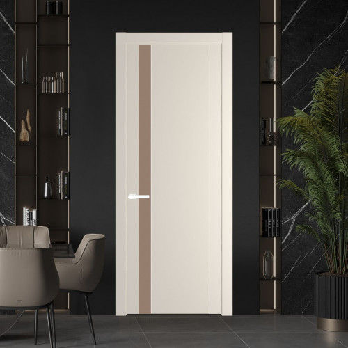 Межкомнатная дверь ProfilDoors 1.2P Кремовая Магнолия Монохром капучино молдинг Вайт