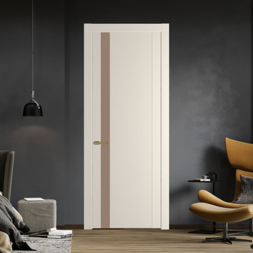 Межкомнатная дверь ProfilDoors 1.2P Кремовая Магнолия Монохром капучино молдинг Золото