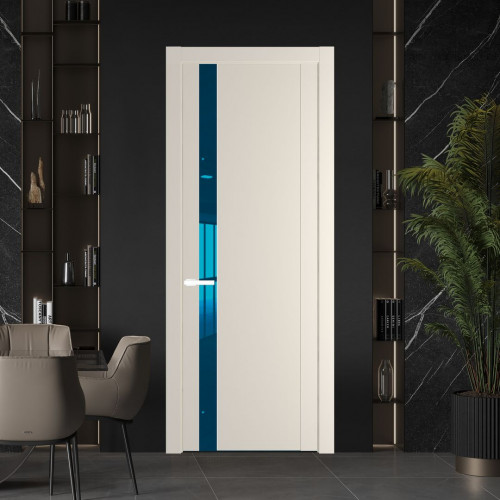 Межкомнатная дверь ProfilDoors 1.2P Кремовая Магнолия Зеркало Blue молдинг Вайт