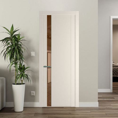 Межкомнатная дверь ProfilDoors 1.2P Кремовая Магнолия Зеркало Bronza молдинг Зеленый воск
