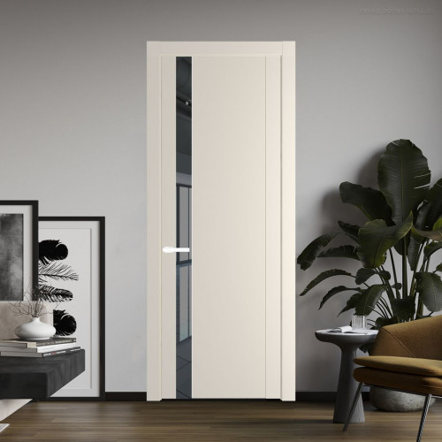 Межкомнатная дверь ProfilDoors 1.2P Кремовая Магнолия Зеркало Grey молдинг Вайт