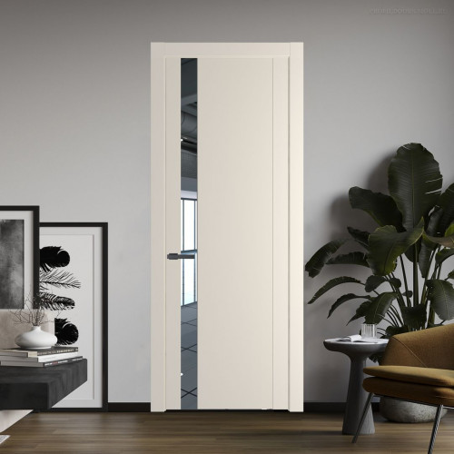 Межкомнатная дверь ProfilDoors 1.2P Кремовая Магнолия Зеркало молдинг Серая ночь