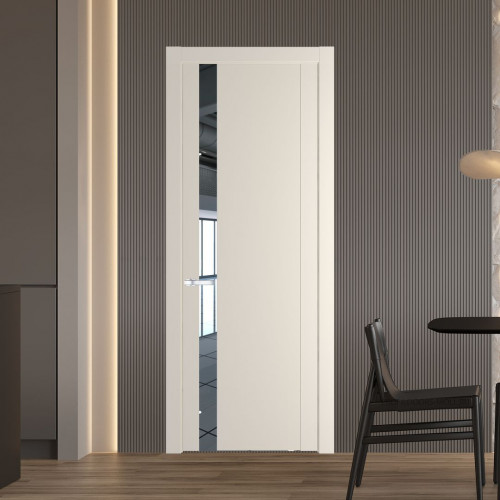 Межкомнатная дверь ProfilDoors 1.2P Кремовая Магнолия Зеркало молдинг Серебро