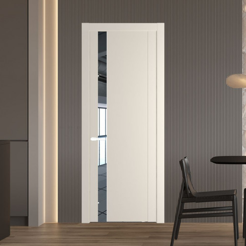 Межкомнатная дверь ProfilDoors 1.2P Кремовая Магнолия Зеркало молдинг Вайт